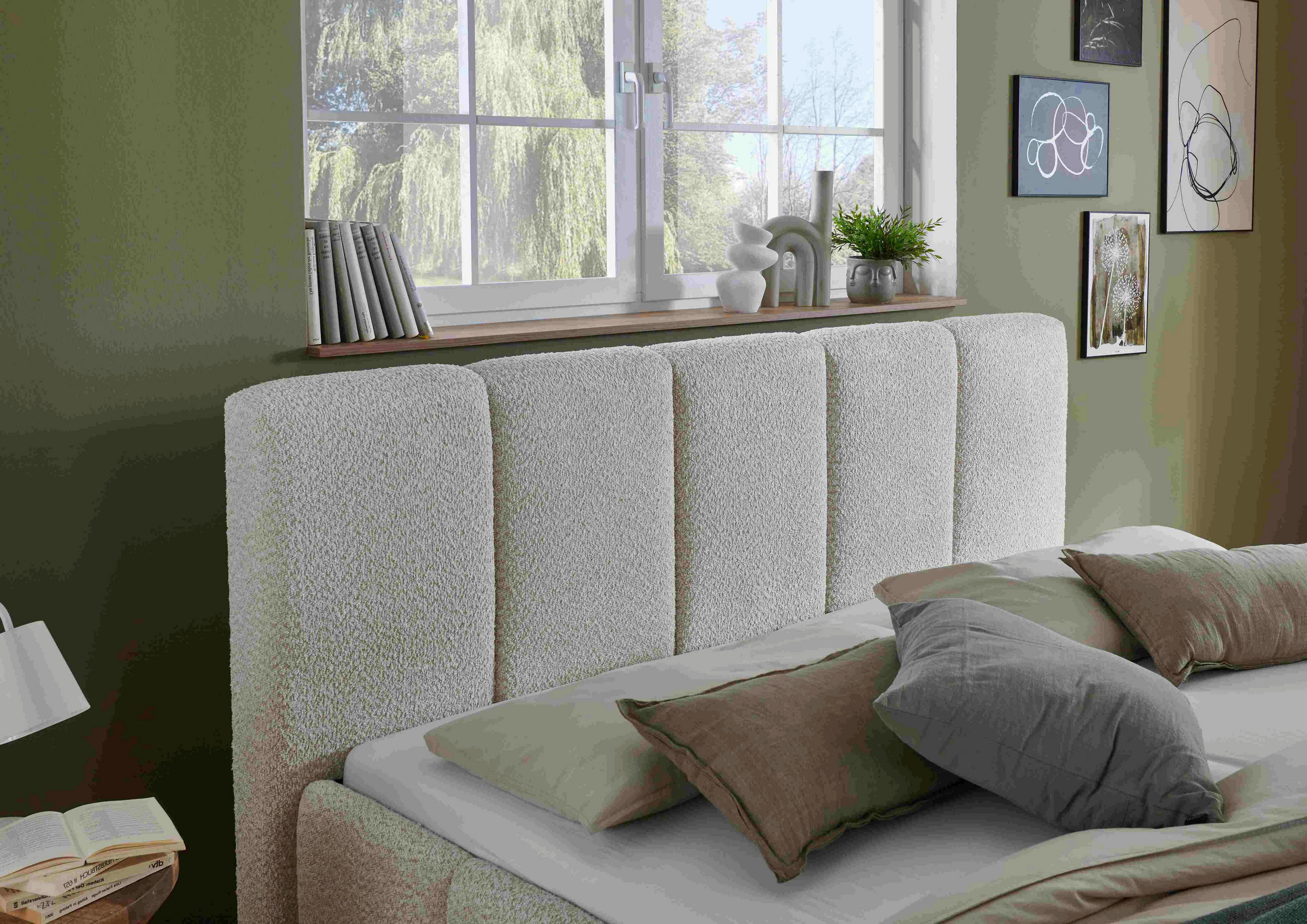 POLSTERBETT 180/200 cm  in Creme  - Creme/Schwarz, Design, Holz/Textil (180/200cm) - Xora