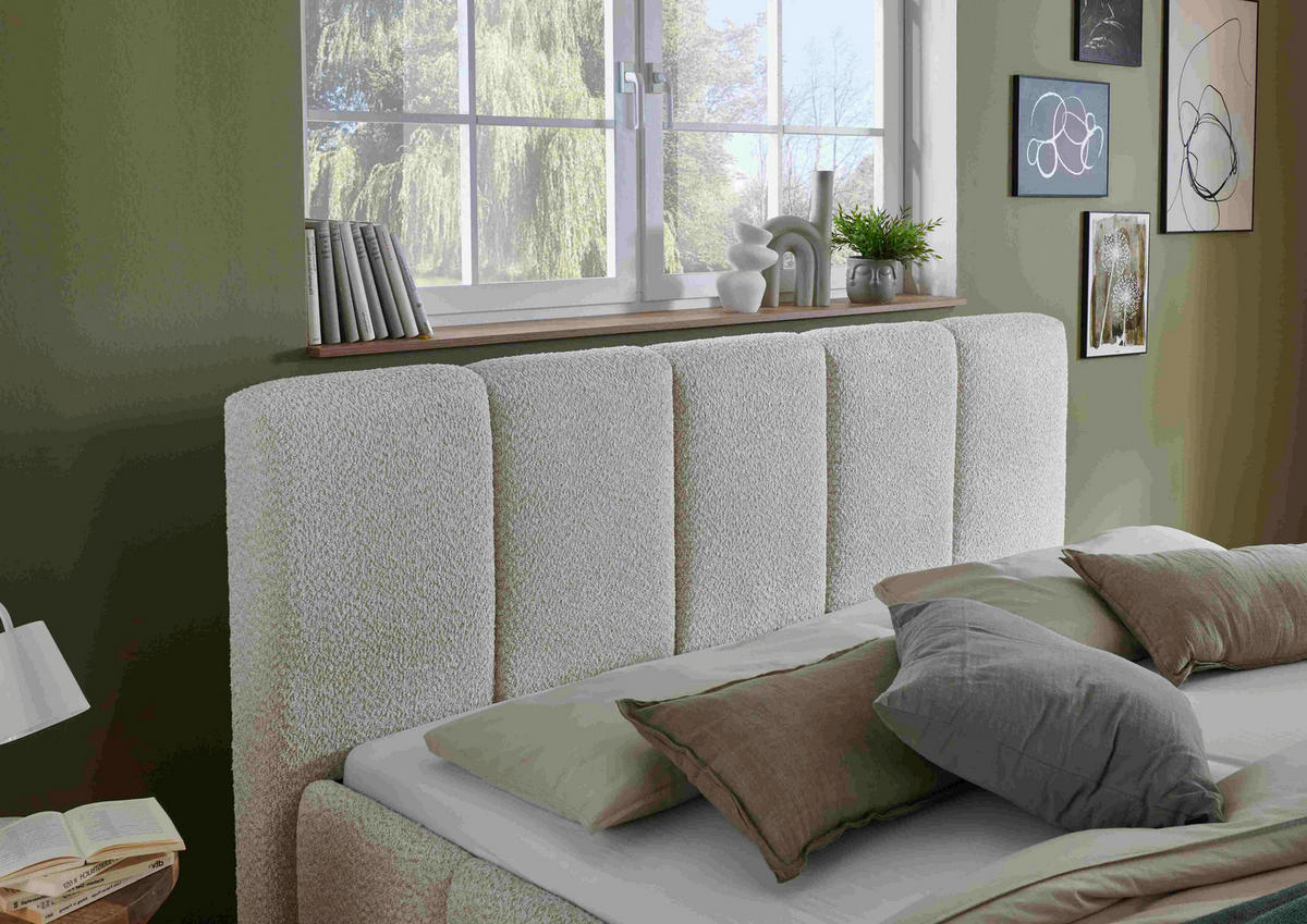 POLSTERBETT 180/200 cm  in Creme  - Creme/Schwarz, Design, Holz/Textil (180/200cm) - Xora