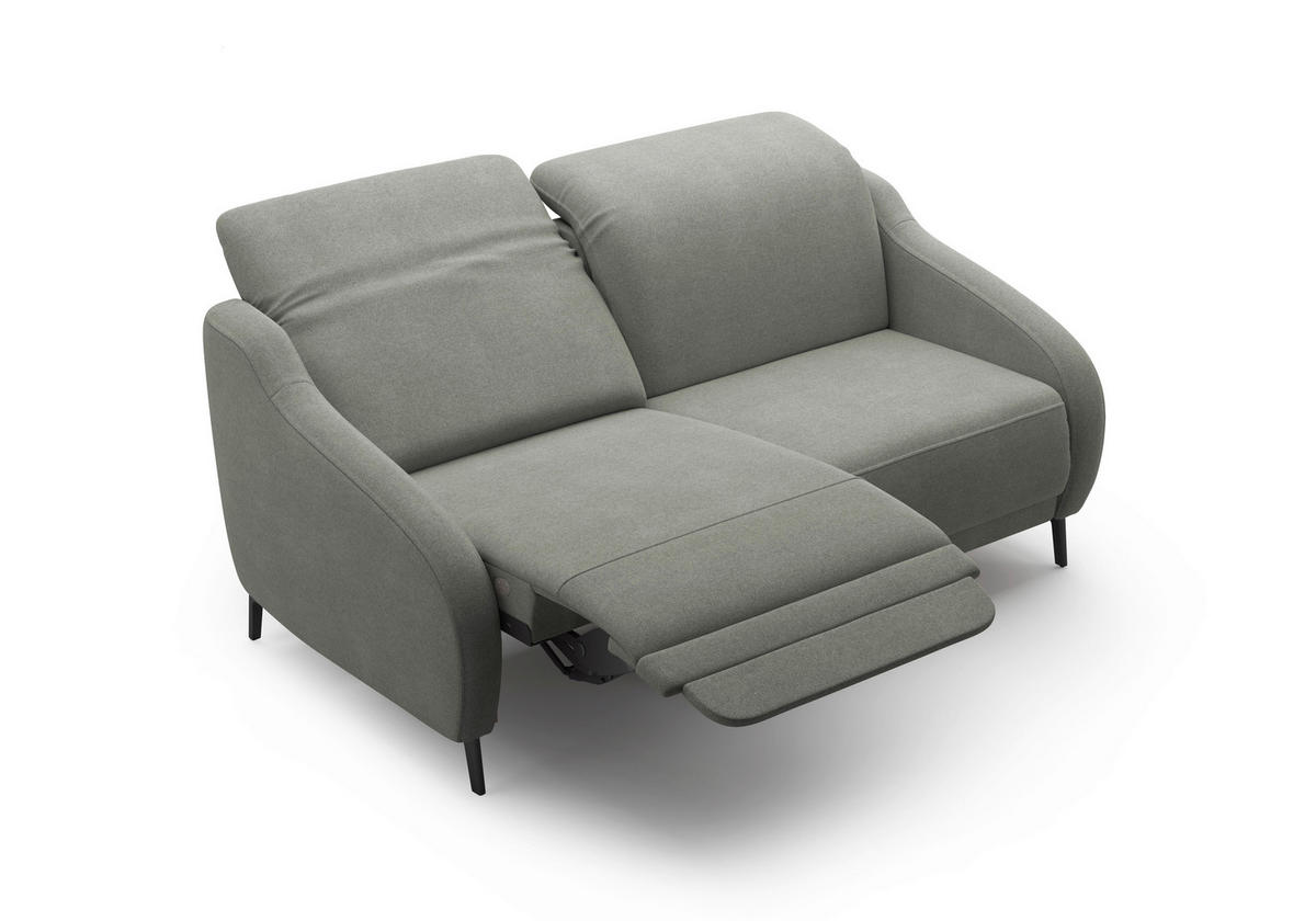 2,5-SITZER Mikrofaser Schlammfarben  - Schlammfarben/Schwarz, MODERN, Textil/Metall (172/93/104cm) - Sit & More