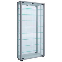 VITRINE in Silberfarben  - Silberfarben/Schwarz, Modern, Glas/Holzwerkstoff (59/114,8/18cm) - MID.YOU