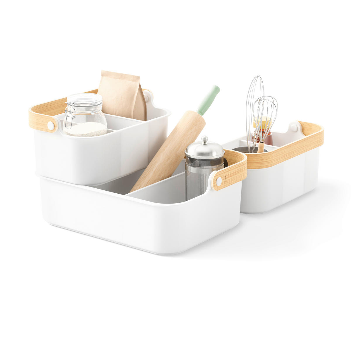 ORGANIZATOR         17/12/28 cm            - bela/naravne barve, Basics, umetna masa/les (17/12/28cm) - Umbra