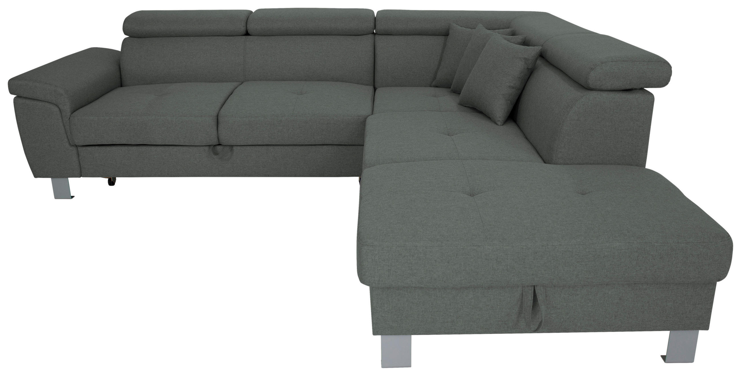 ECKSOFA in Webstoff Grau  - Silberfarben/Grau, Design, Textil/Metall (257/226cm) - Xora