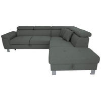 ECKSOFA inkl. Funktionen Grau Webstoff  - Silberfarben/Grau, Design, Textil/Metall (257/226cm) - Xora