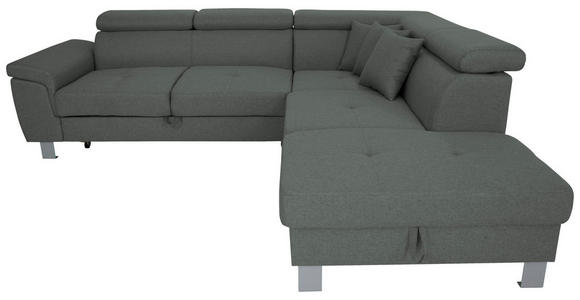 ECKSOFA in Webstoff Grau  - Silberfarben/Grau, Design, Textil/Metall (257/226cm) - Xora