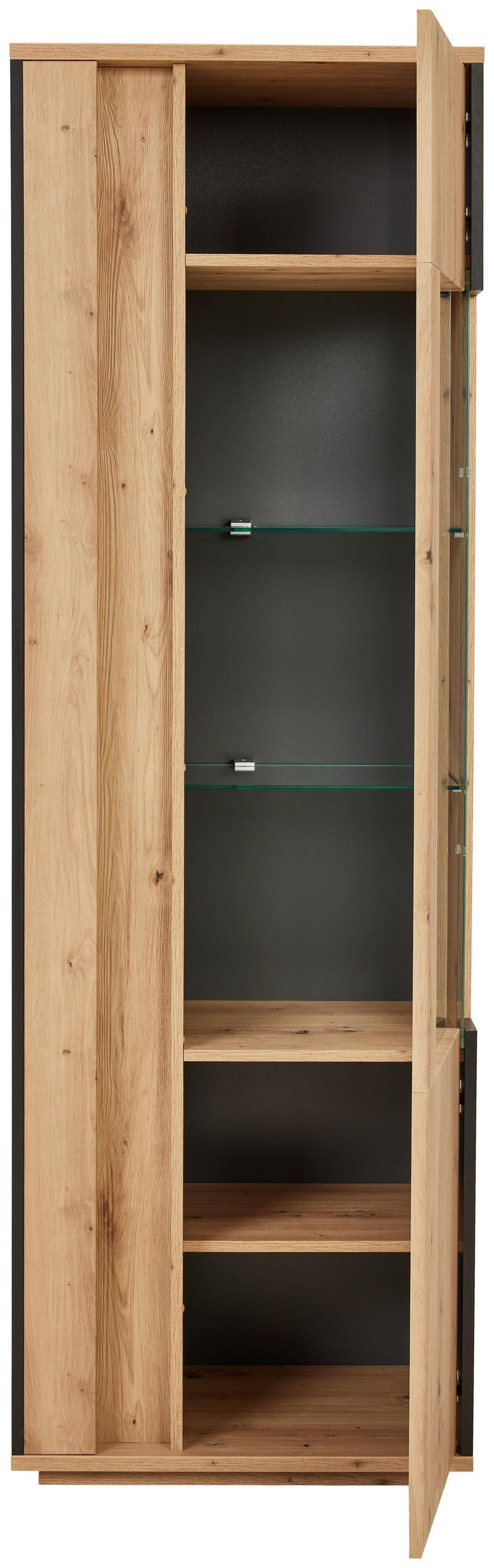 VITRINE in Anthrazit, Eiche Artisan  - Anthrazit/Eiche Artisan, Design, Glas/Holzwerkstoff (64/200/41cm) - Cantus