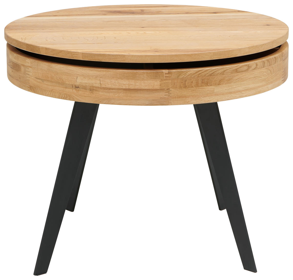 COUCHTISCH Eiche furniert, Sperrholz rund Naturfarben, Schwarz  - Schwarz/Naturfarben, MODERN, Holz/Holzwerkstoff (70/56cm) - Livetastic