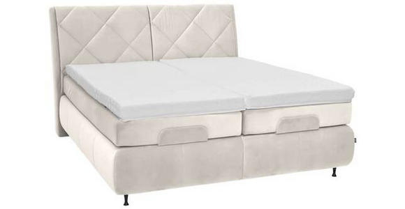 BOXSPRINGBETT 180/200 cm  in Creme  - Creme/Schwarz, KONVENTIONELL, Textil/Metall (180/200cm) - Dieter Knoll