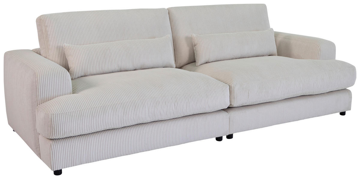 MEGASOFA Cord Creme  - Creme/Schwarz, MODERN, Kunststoff/Textil (260/85/112cm) - Lomoco