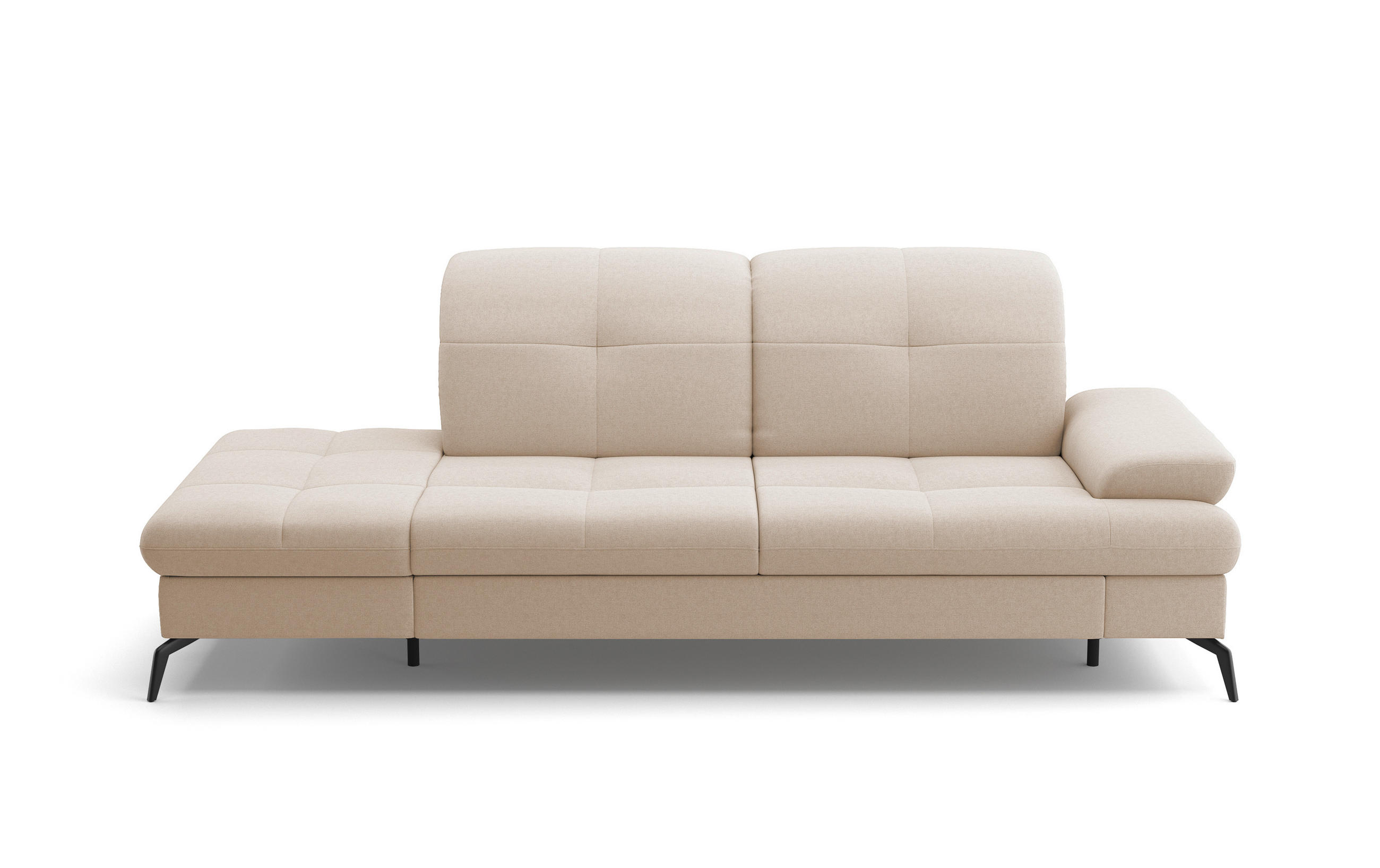 RÉCAMIERE Creme Flachgewebe  - Creme/Schwarz, KONVENTIONELL, Textil/Metall (231/90/122cm) - Sit & More