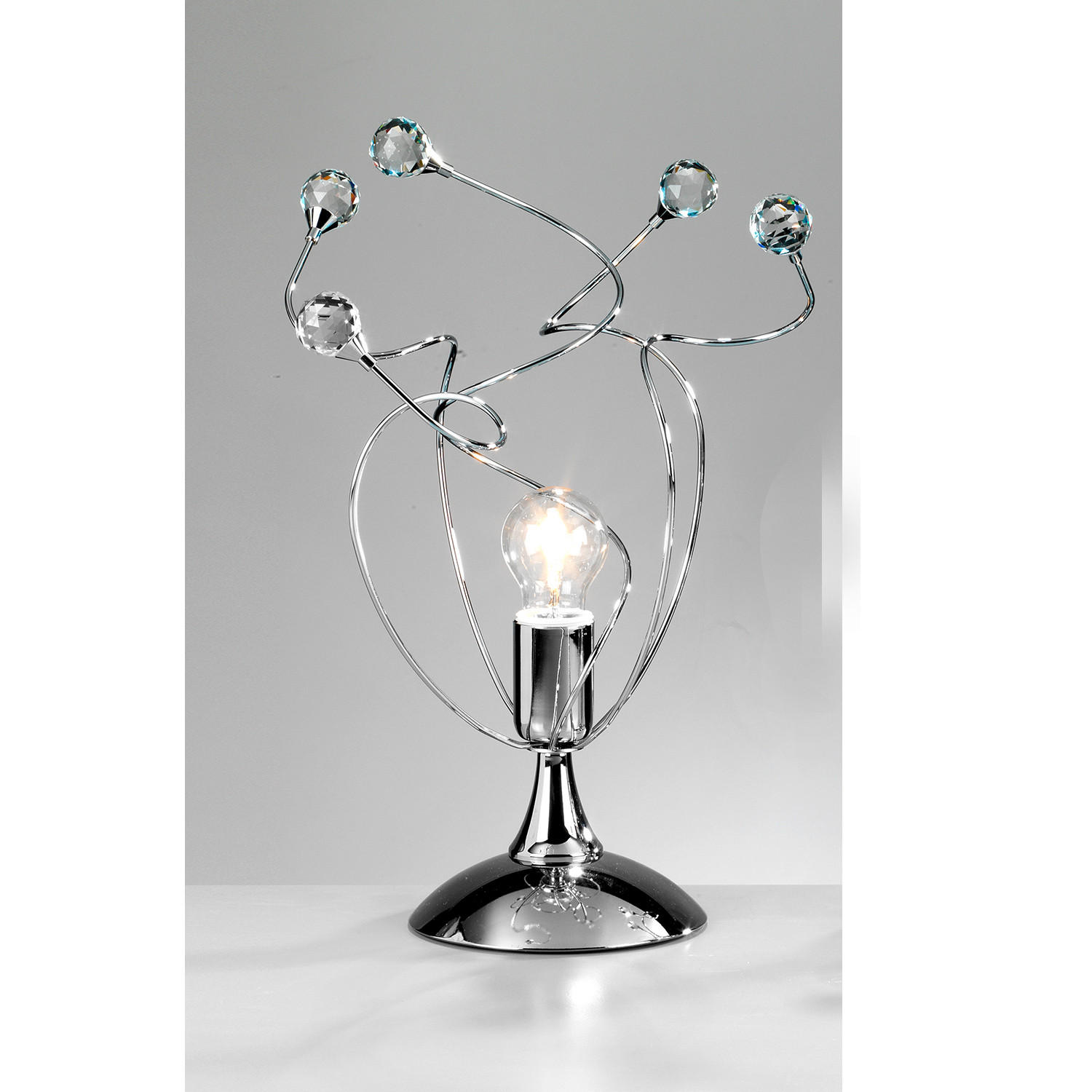 KRISTALL-TISCHLEUCHTE 30/45 cm   - Chromfarben, KONVENTIONELL, Glas/Metall (30/45cm)