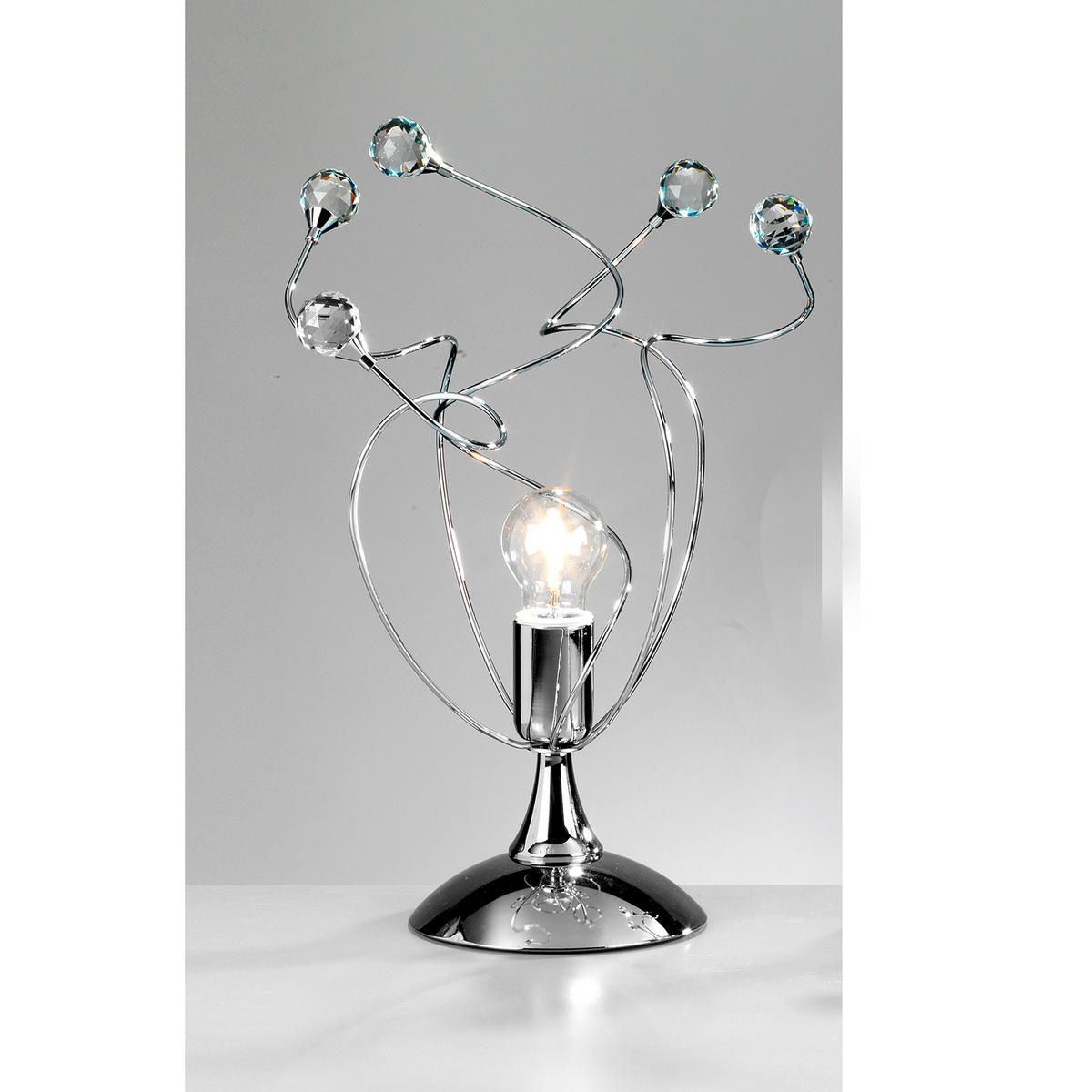 KRISTALL-TISCHLEUCHTE 30/45 cm   - Chromfarben, KONVENTIONELL, Glas/Metall (30/45cm)