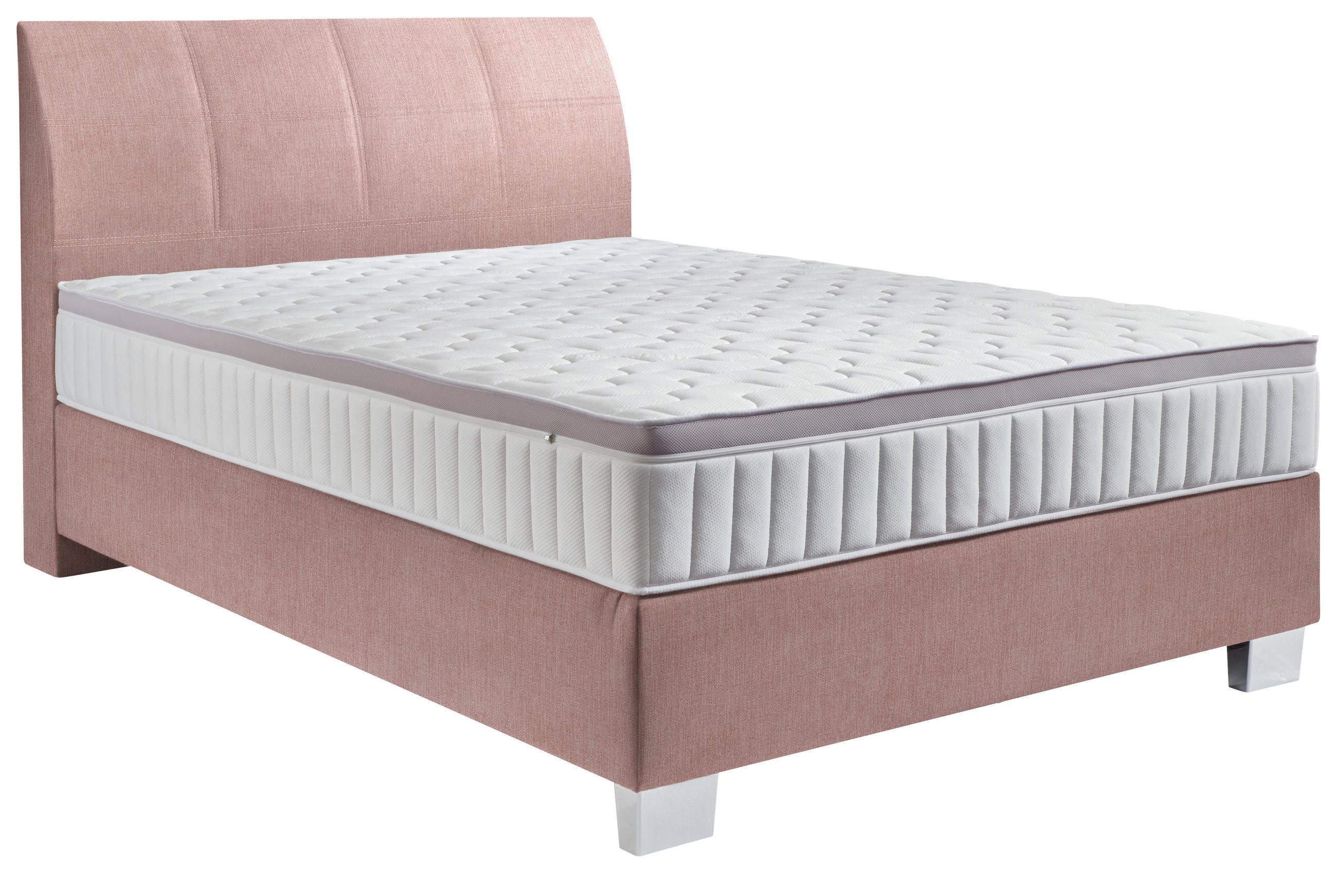 BOXSPRINGBETT 140/200 cm  in Rosa  - Chromfarben/Rosa, KONVENTIONELL, Kunststoff/Textil (140/200cm) - Hom`in