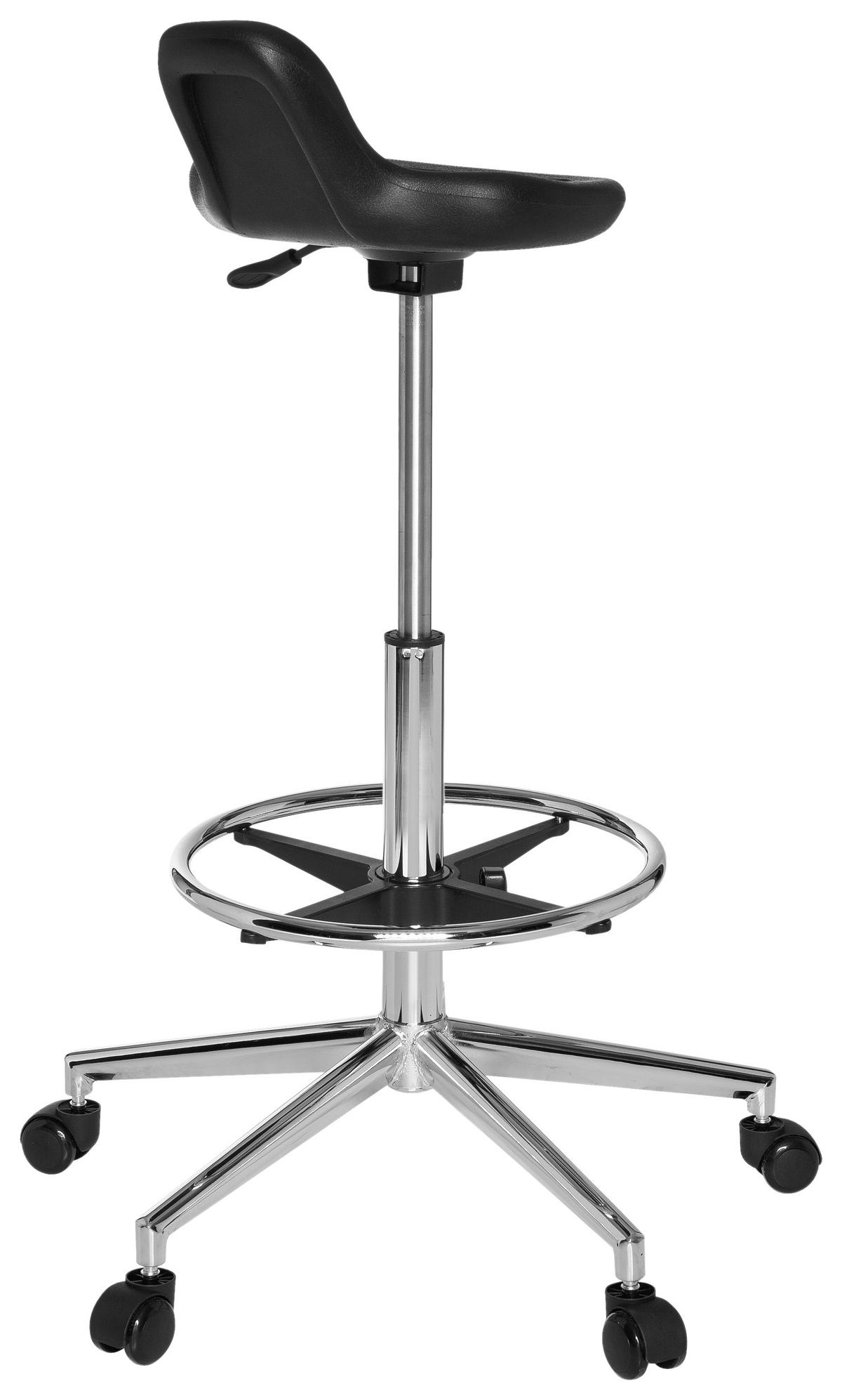 BÜROHOCKER 32/74/35 cm  - Chromfarben/Schwarz, MODERN, Kunststoff/Metall (32/74/35cm) - MID.YOU
