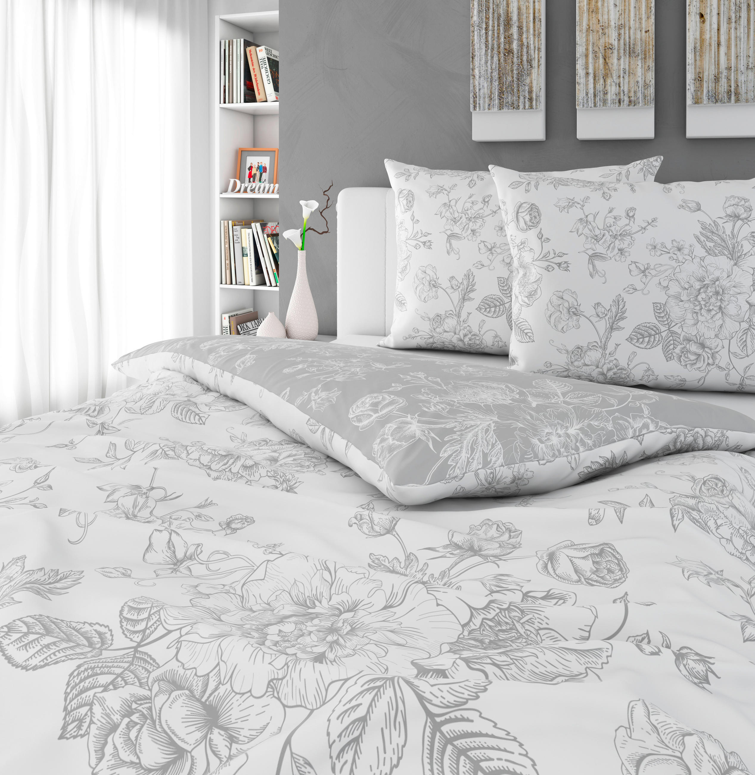 POSTELJINA S DVA LICA 200/200 cm RANA - bijela/siva, Konvencionalno, tekstil (200/200cm) - Esposa