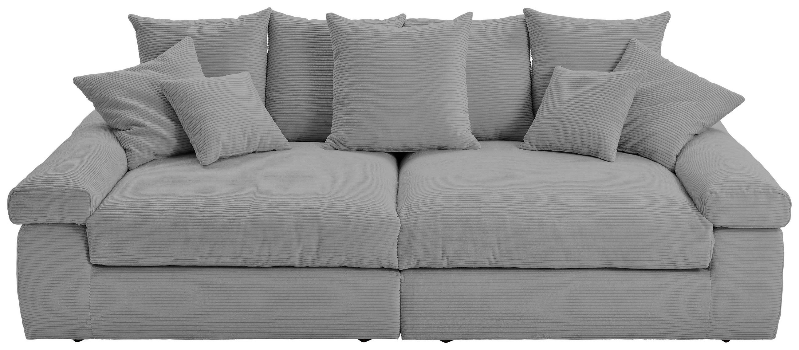 BIGSOFA in Cord Hellgrau  - Hellgrau/Schwarz, Design, Kunststoff/Textil (260/90/140cm) - Ambia Home