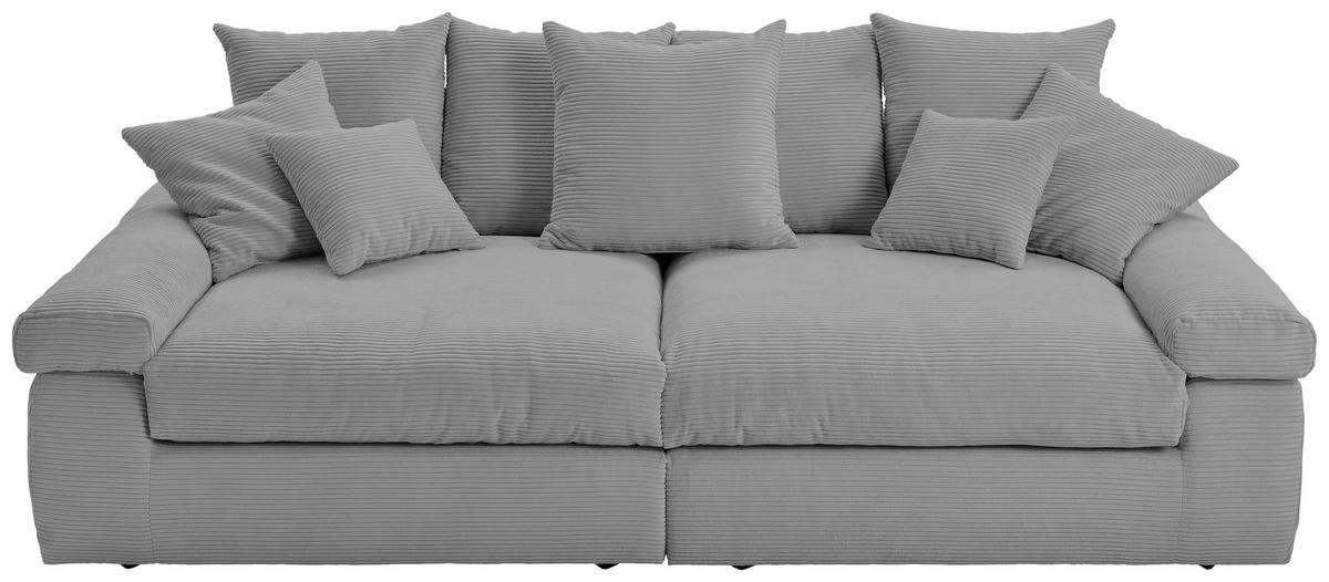 BIGSOFA in Cord Hellgrau  - Hellgrau/Schwarz, Design, Kunststoff/Textil (260/90/140cm) - Ambia Home