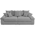 BIGSOFA  in Cord Hellgrau  - Hellgrau/Schwarz, Design, Kunststoff/Textil (260/90/140cm) - Ambia Home