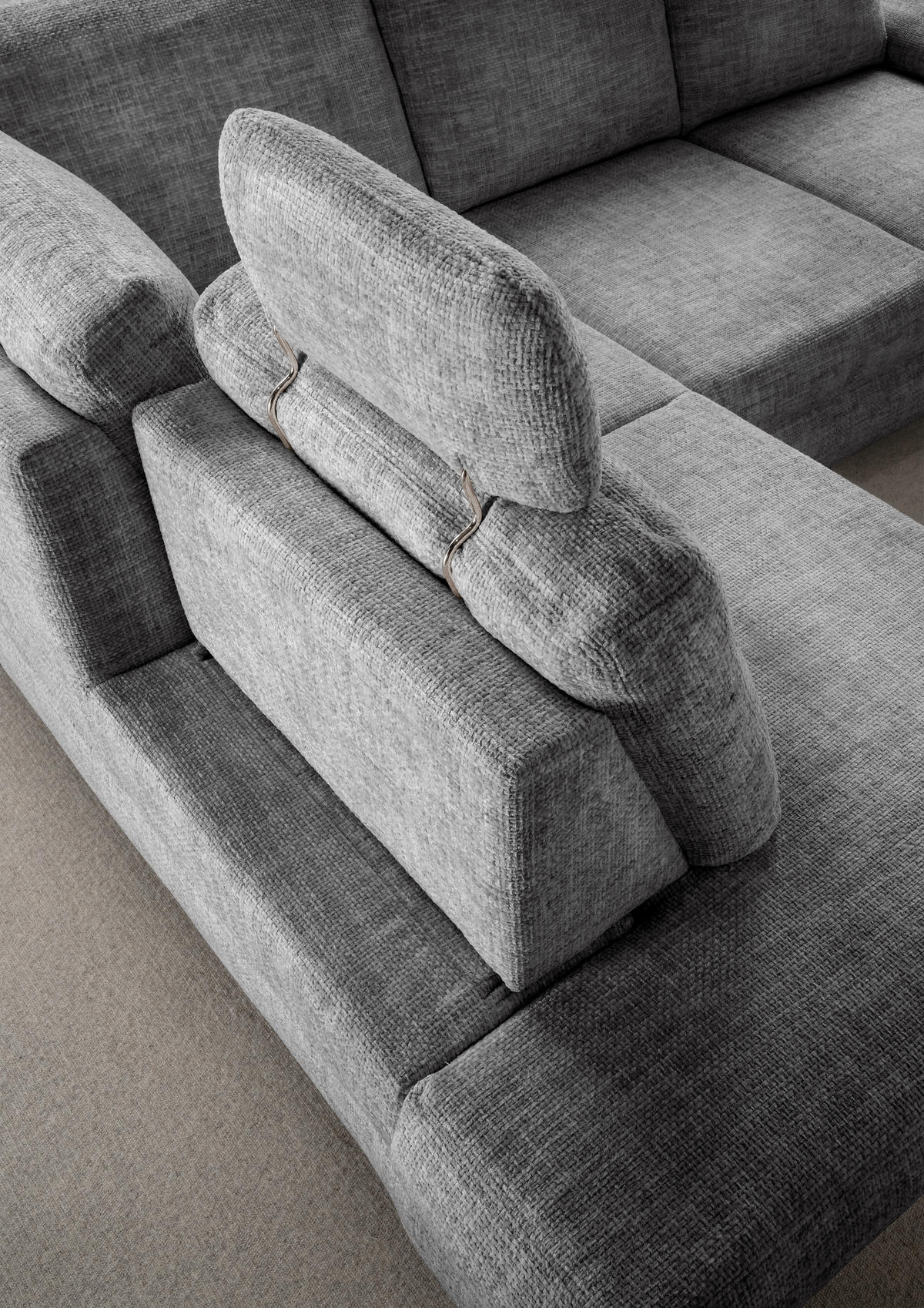 ECKSCHLAFSOFA in Struktur Silberfarben  - Wildeiche/Silberfarben, Modern, Holz/Textil (206/265cm) - Livetastic