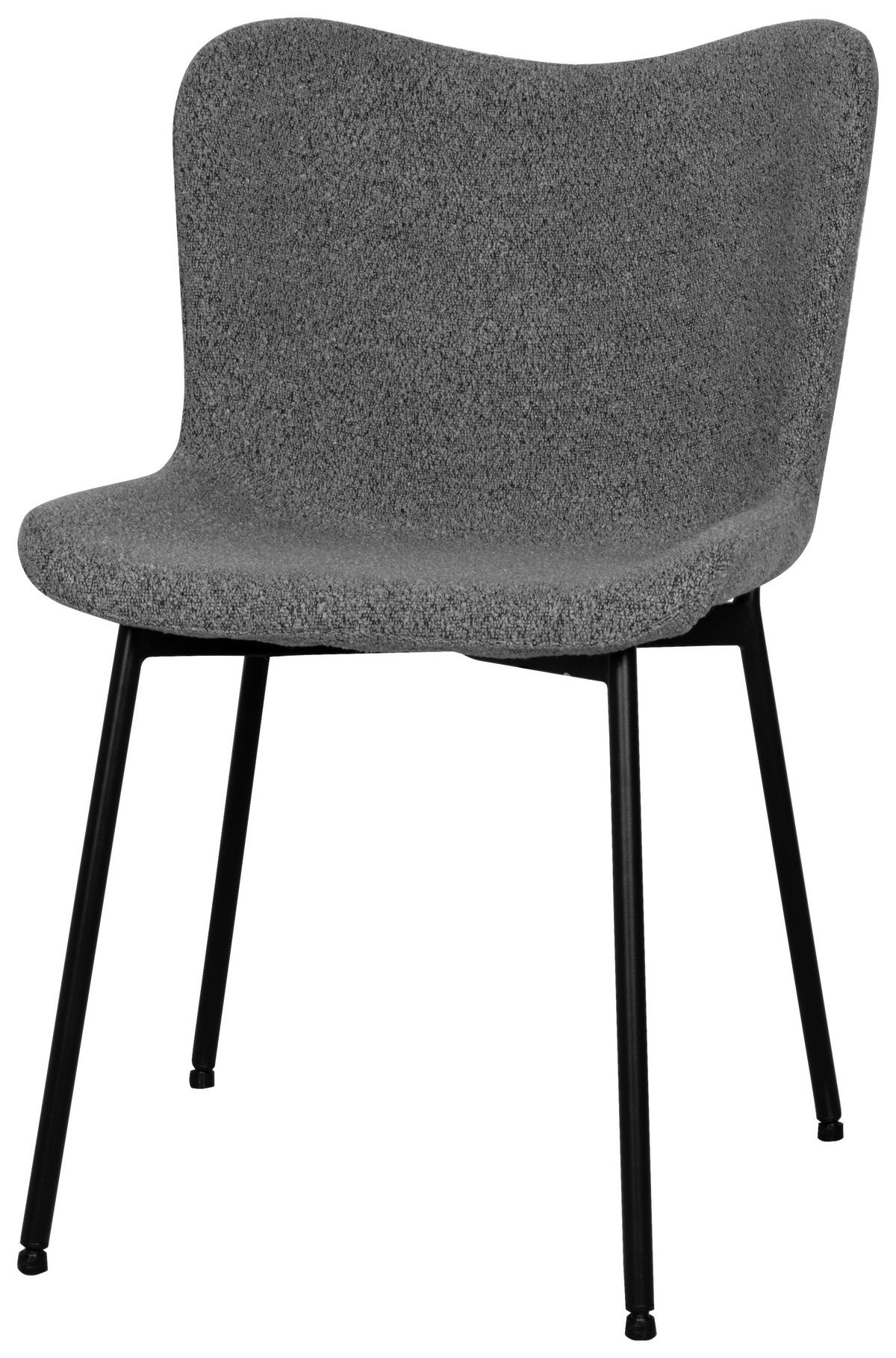 STUHL-SET 4 Stück  in Bouclé  - Anthrazit/Schwarz, Design, Textil/Metall (51/78/58cm) - Novel