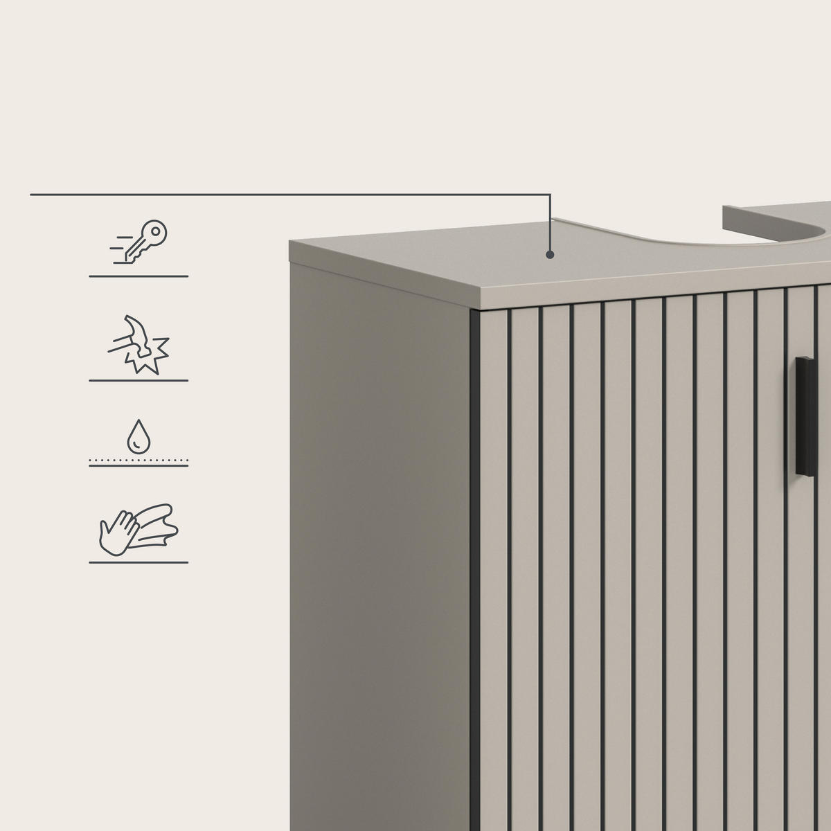 TVÄTTSTÄLLSUNDERSKÅP 60/59/30 cm  - svart/kashmir, Trend, trämaterial/plast (60/59/30cm) - MID.YOU