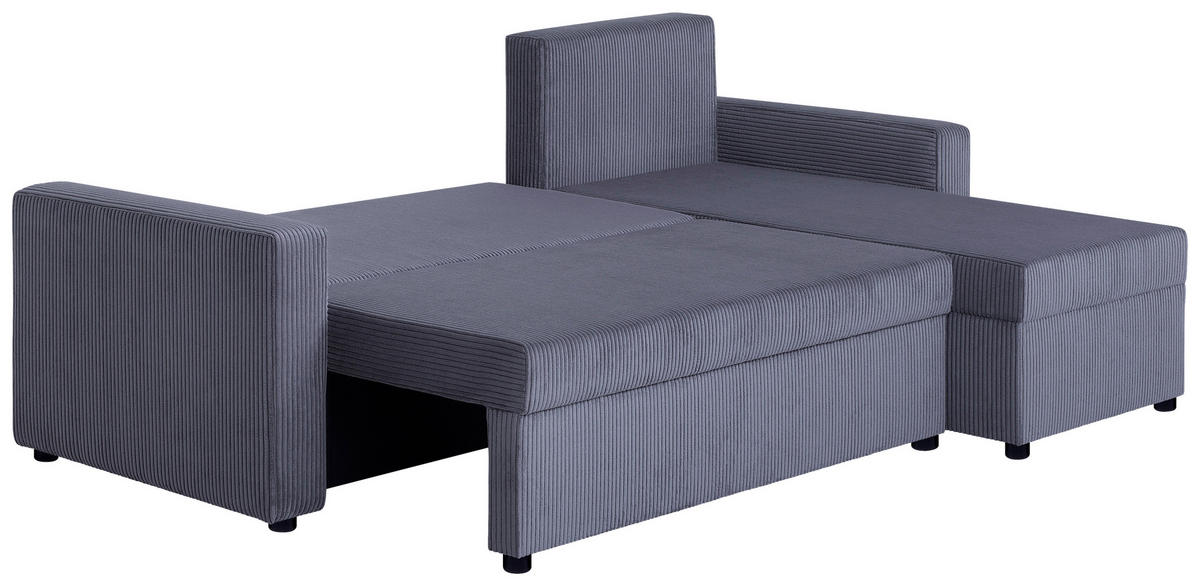 ECKSOFA Dunkelgrau Cord  - Dunkelgrau/Creme, Design, Kunststoff/Textil (228/147cm) - P & B