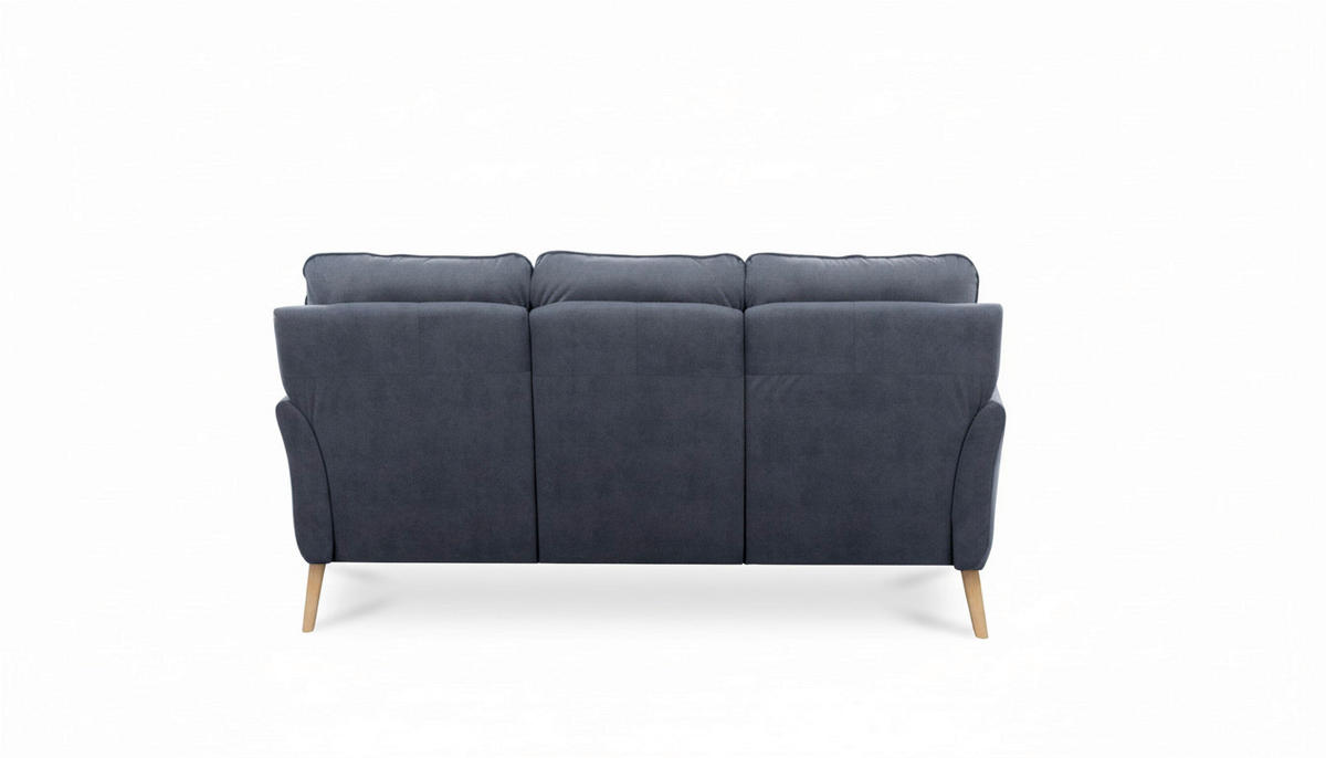3-SITZER-SOFA  in Mikrofaser Blau Skandinavisch, Modern  - Blau/Buchefarben, Design, Holz/Textil (202/110/92cm) - Livetastic