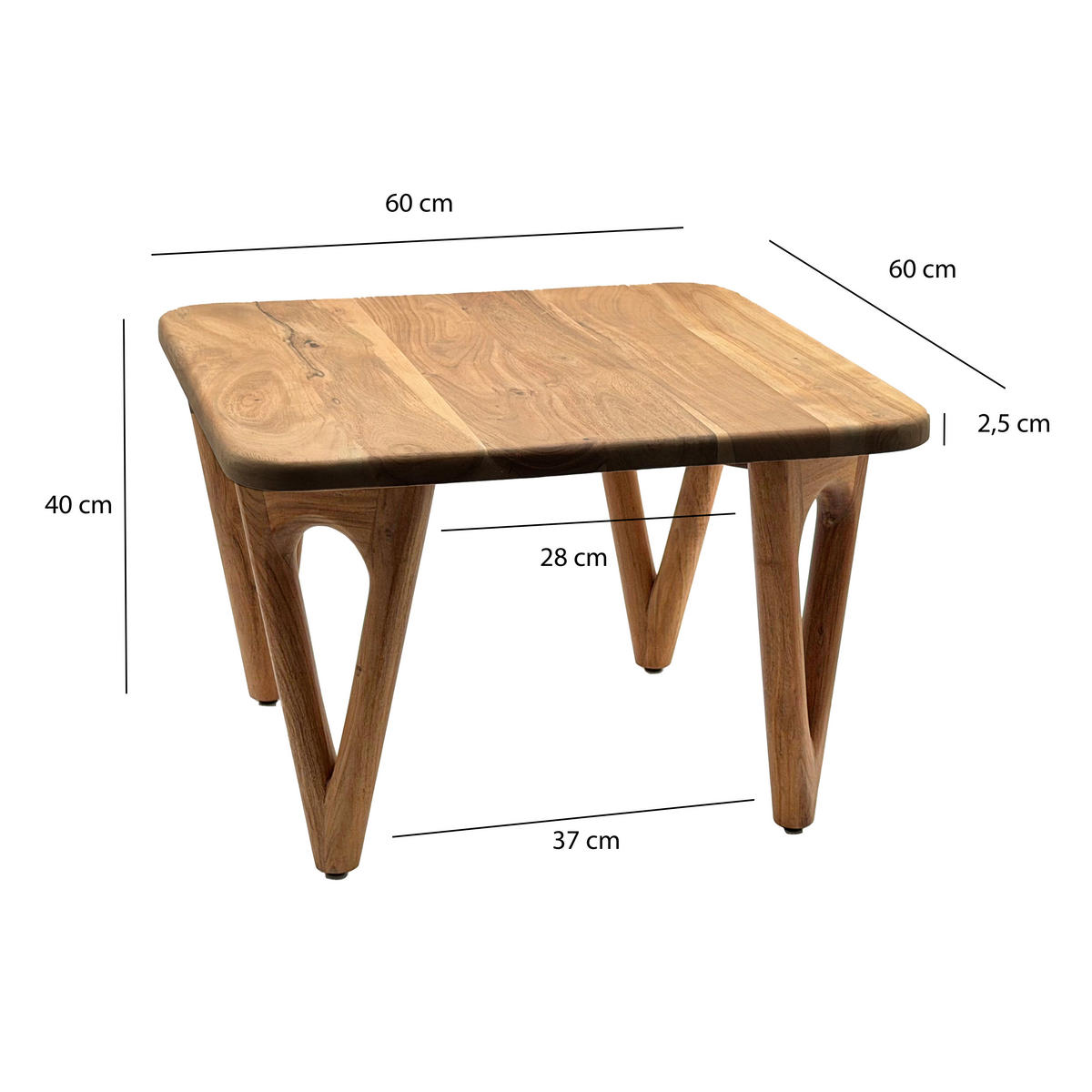 KLUBSKA MIZA, barve akacije  - barve akacije, Design, les (60/60/40cm) - Livetastic