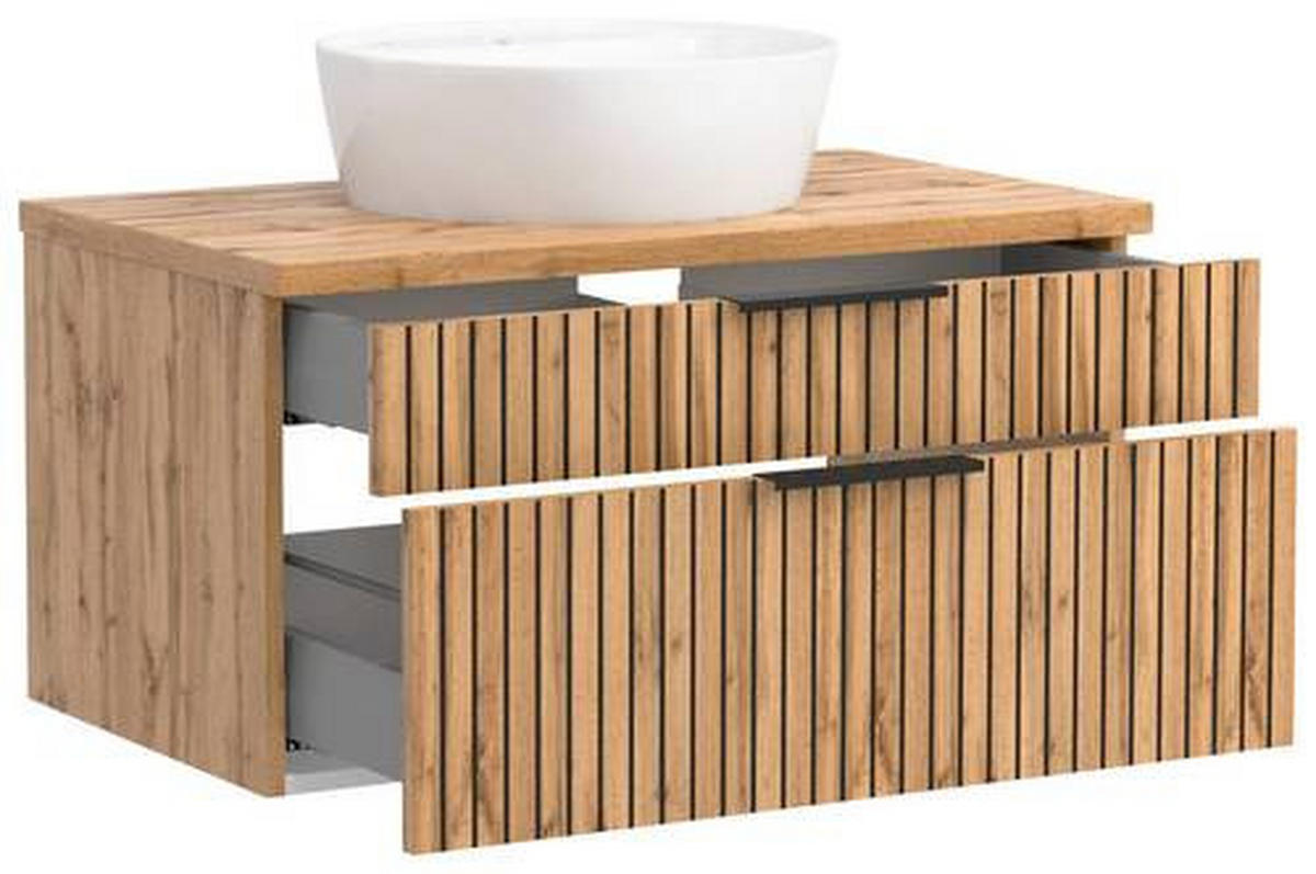 WASCHTISCHKOMBI 80 cm  - Weiss/Eiche Wotan, Modern, Keramik/Holzwerkstoff (80cm) - Held