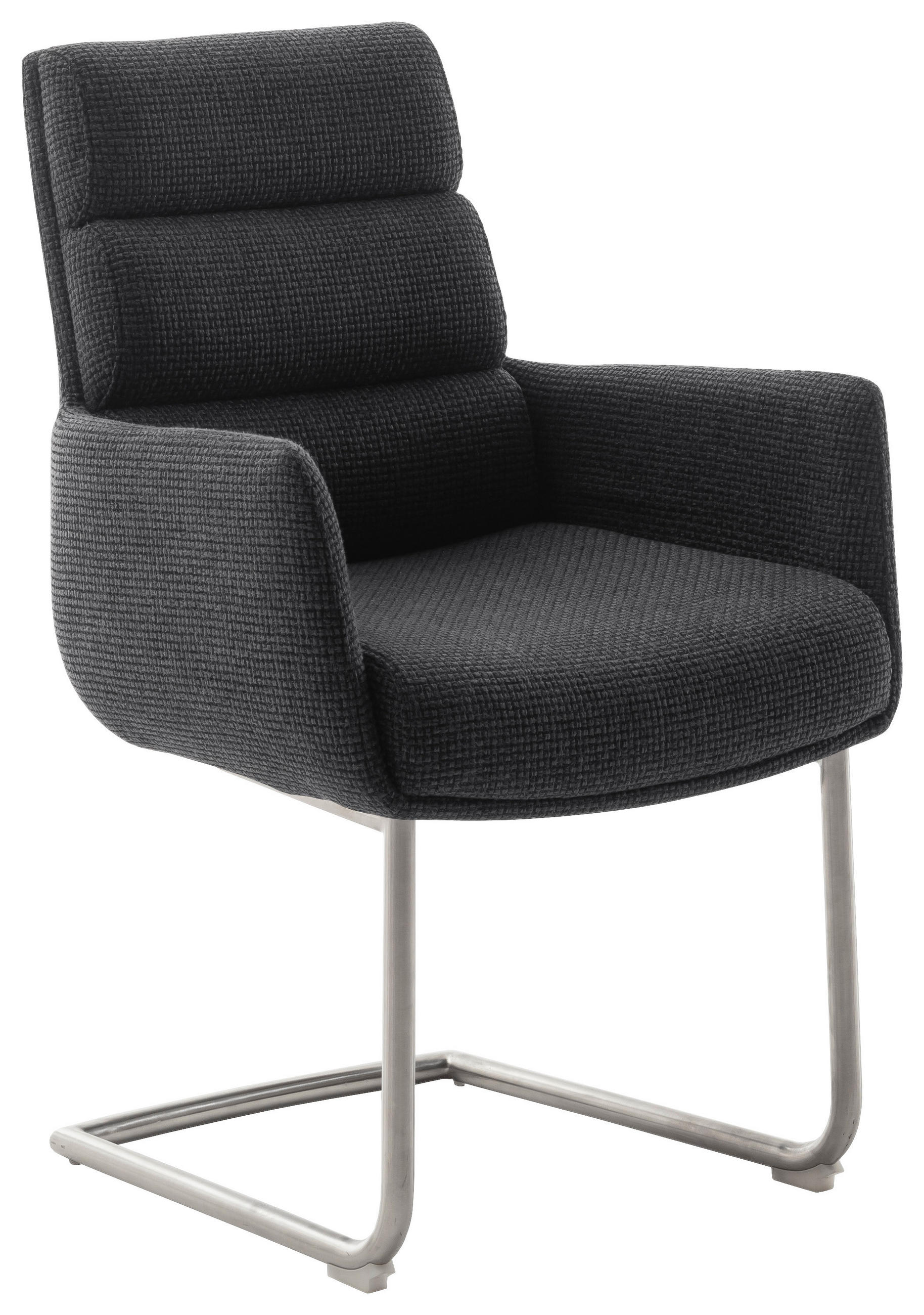 ARMLEHNSTUHL  Stoffauswahl, Typenauswahl, Gestellauswahl Webstoff  Anthrazit, Edelstahlfarben  - Edelstahlfarben/Anthrazit, Design, Textil/Metall (61/90/64cm) - Dieter Knoll