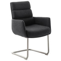ARMLEHNSTUHL  Stoffauswahl, Typenauswahl, Gestellauswahl Webstoff  Anthrazit, Edelstahlfarben  - Edelstahlfarben/Anthrazit, Design, Textil/Metall (61/90/64cm) - Dieter Knoll