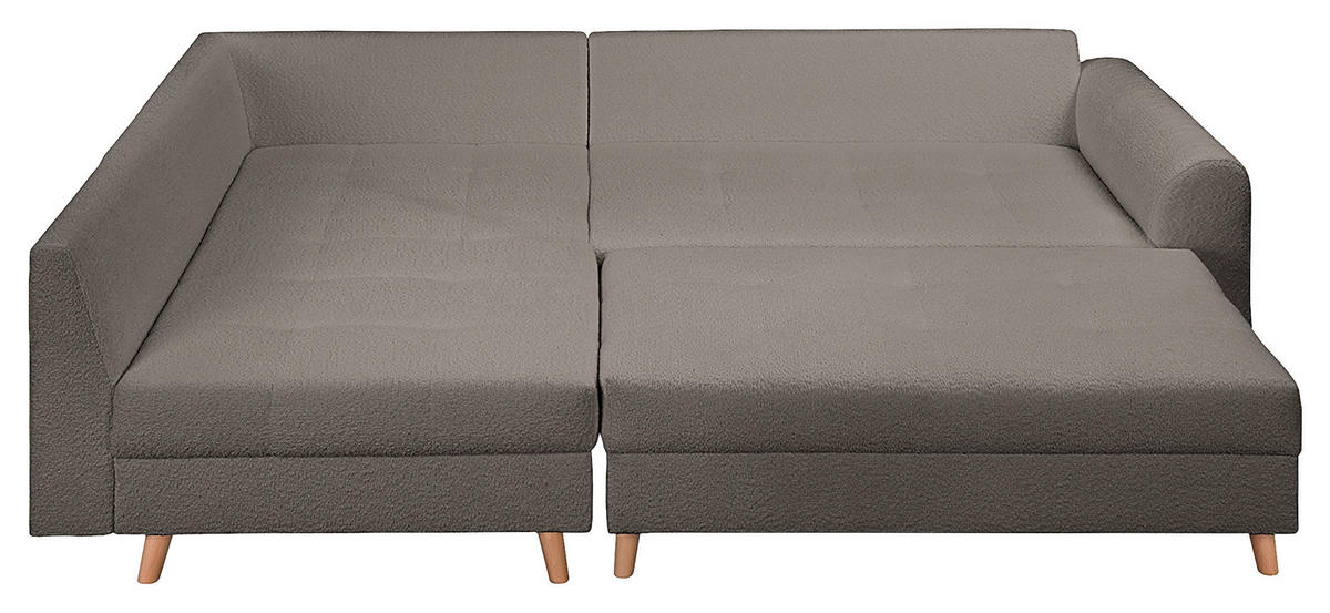ECKSOFA inkl. Hocker Ariella in Bouclé Dunkelgrau  161/231 cm  - Dunkelgrau/Naturfarben, Design, Holz/Textil (161/231cm) - Livetastic