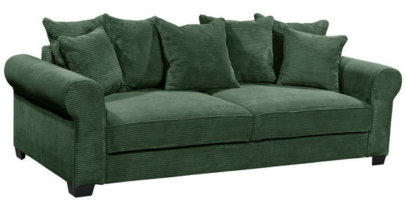 SCHLAFSOFA mit Stoffauswahl, Liegefunktion, Rücken echt Cord Dunkelgrün - Dunkelgrün/Schwarz, KONVENTIONELL, Kunststoff/Textil (247/95/125cm) - Hom`in