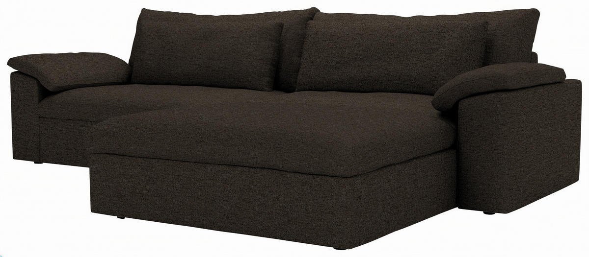 ECKSOFA Flachgewebe Schwarzbraun  - Schwarzbraun/Schwarz, Modern, Kunststoff/Textil (306/198cm) - Carryhome