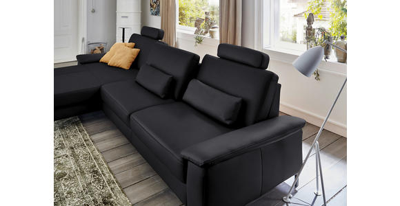 ECKSOFA in Echtleder Anthrazit  - Anthrazit/Schwarz, Design, Leder/Metall (176/334cm) - Dieter Knoll