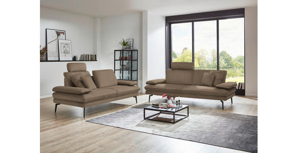 2,5-SITZER in Velours Hellbraun - Hellbraun/Beige, Design, Textil/Metall (196/89/104cm) - Dieter Knoll