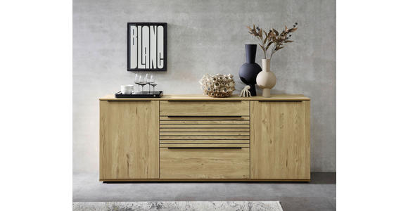 SIDEBOARD 210/85/40 cm  - Eichefarben/Schwarz, KONVENTIONELL, Holzwerkstoff/Kunststoff (210/85/40cm) - Venda