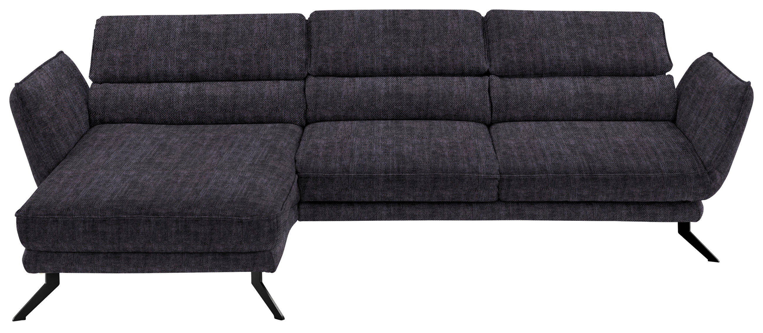 ECKSOFA in Velours Anthrazit  - Anthrazit/Schwarz, Design, Textil/Metall (153/283cm) - Valdera