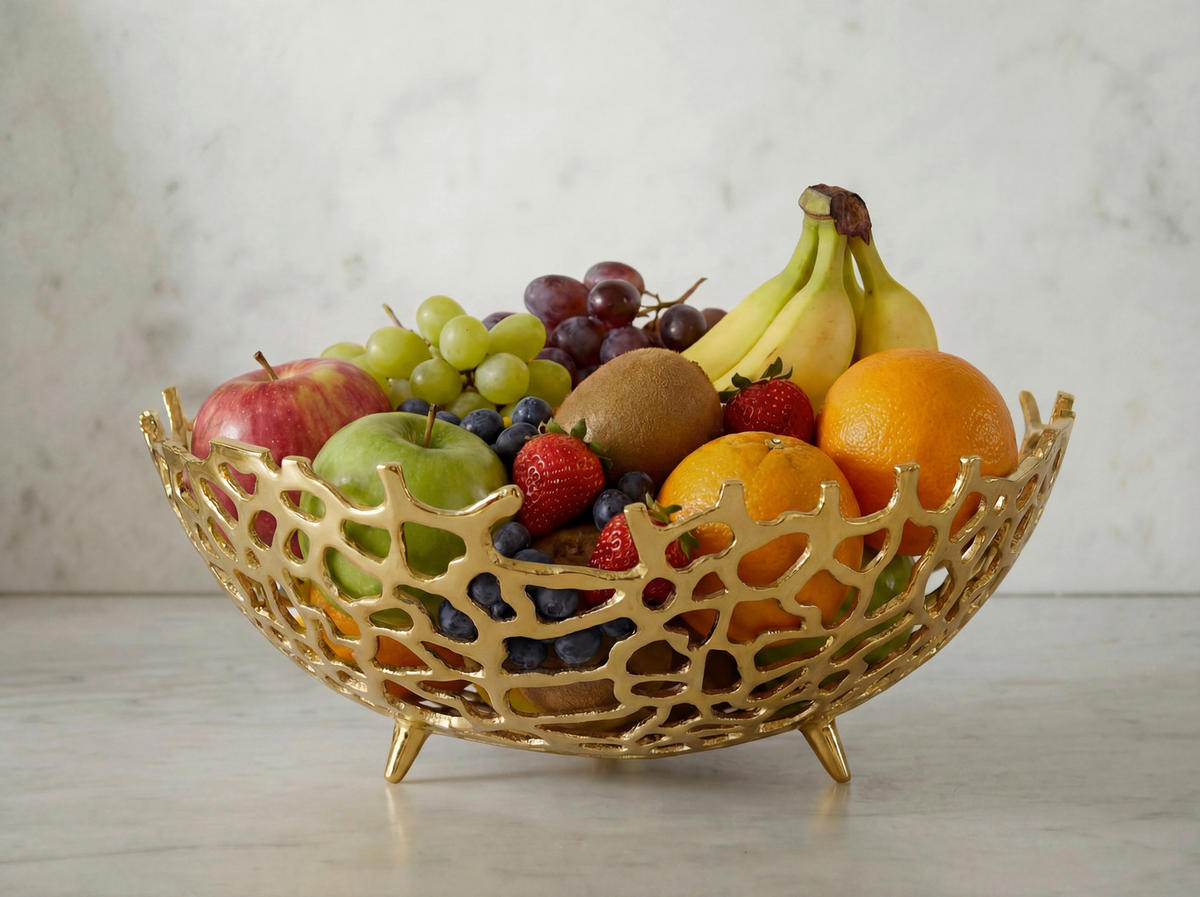 OBSTSCHALE  - Goldfarben, Design, Metall (46/19/46cm) - Livetastic
