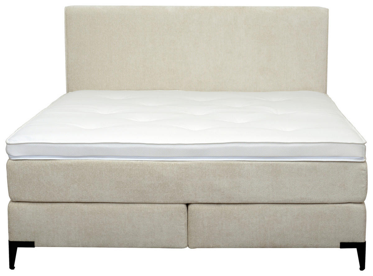 KONTINENTALSÄNG 180/200 cm  i vit  - vit/svart, Design, metall/trä (180/200cm) - Elegando