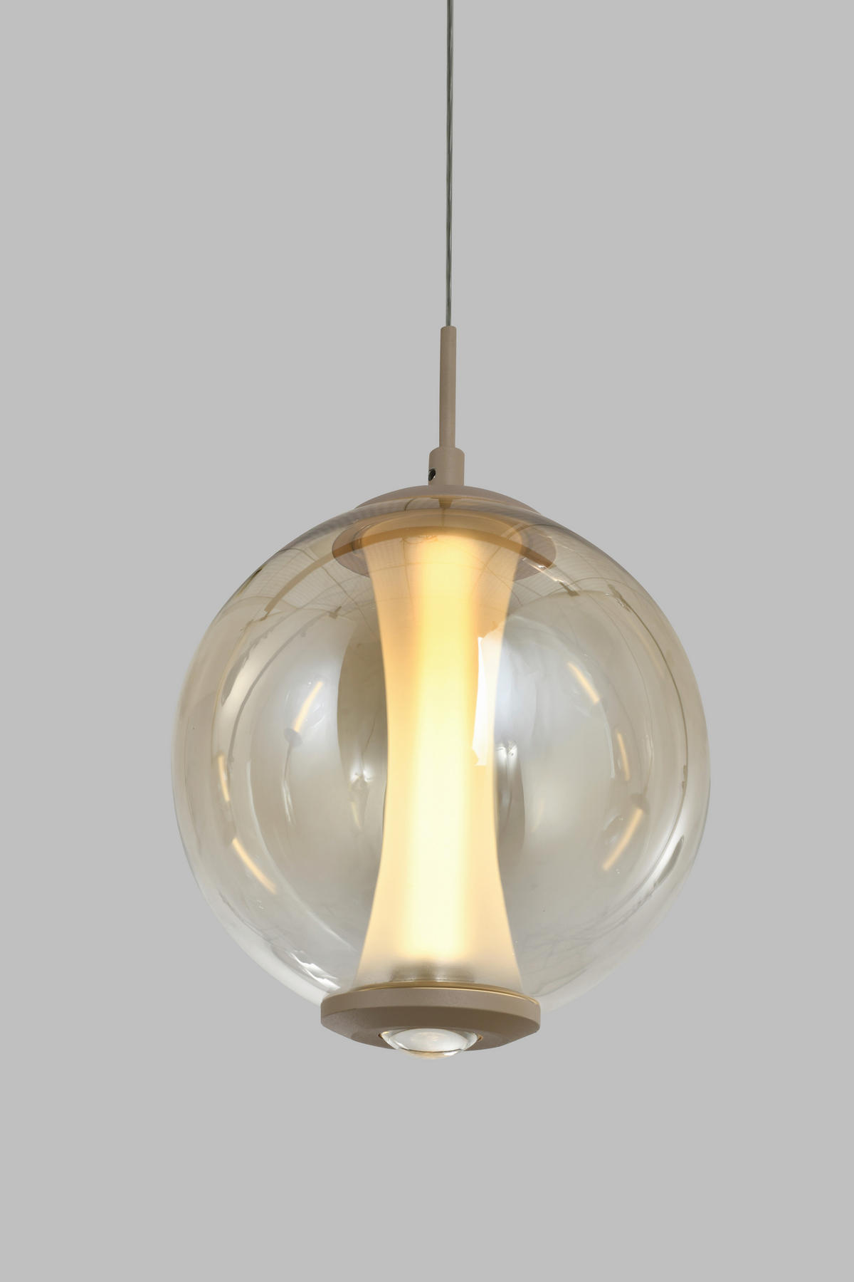 LED-HÄNGELEUCHTE Orleans 120/150/18 cm  - Sandfarben, Design, Glas/Metall (120/150/18cm)