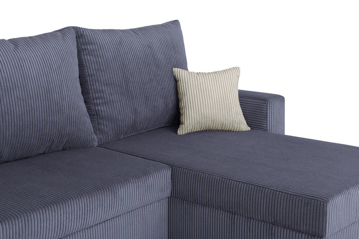 ECKSOFA Dunkelgrau Cord  - Dunkelgrau/Creme, Design, Kunststoff/Textil (228/147cm) - P & B