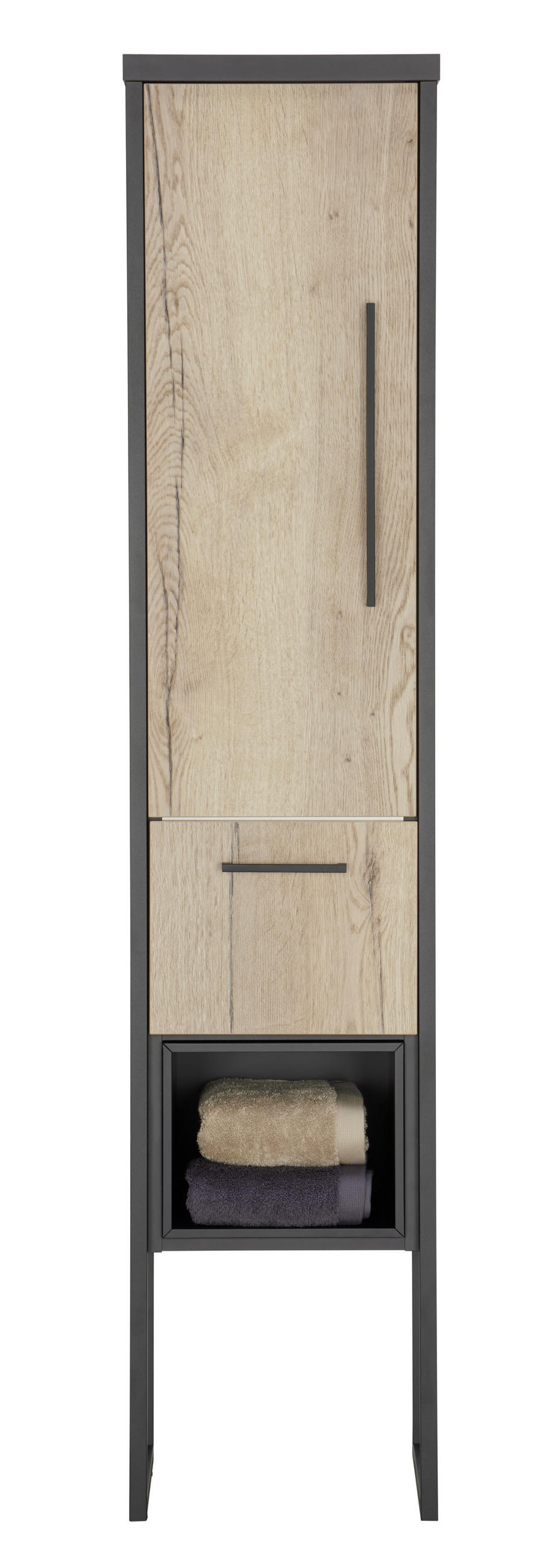 MIDISCHRANK 30/128/30 cm  - Eichefarben/Schwarz, Design, Holzwerkstoff/Metall (30/128/30cm) - Dieter Knoll