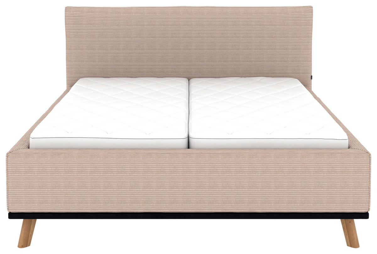 POLSTERBETT Matratze, Lattenrost, Bettkasten 160/200 cm  in Taupe  - Taupe/Eichefarben, Design, Holz/Textil (160/200cm) - Musterring