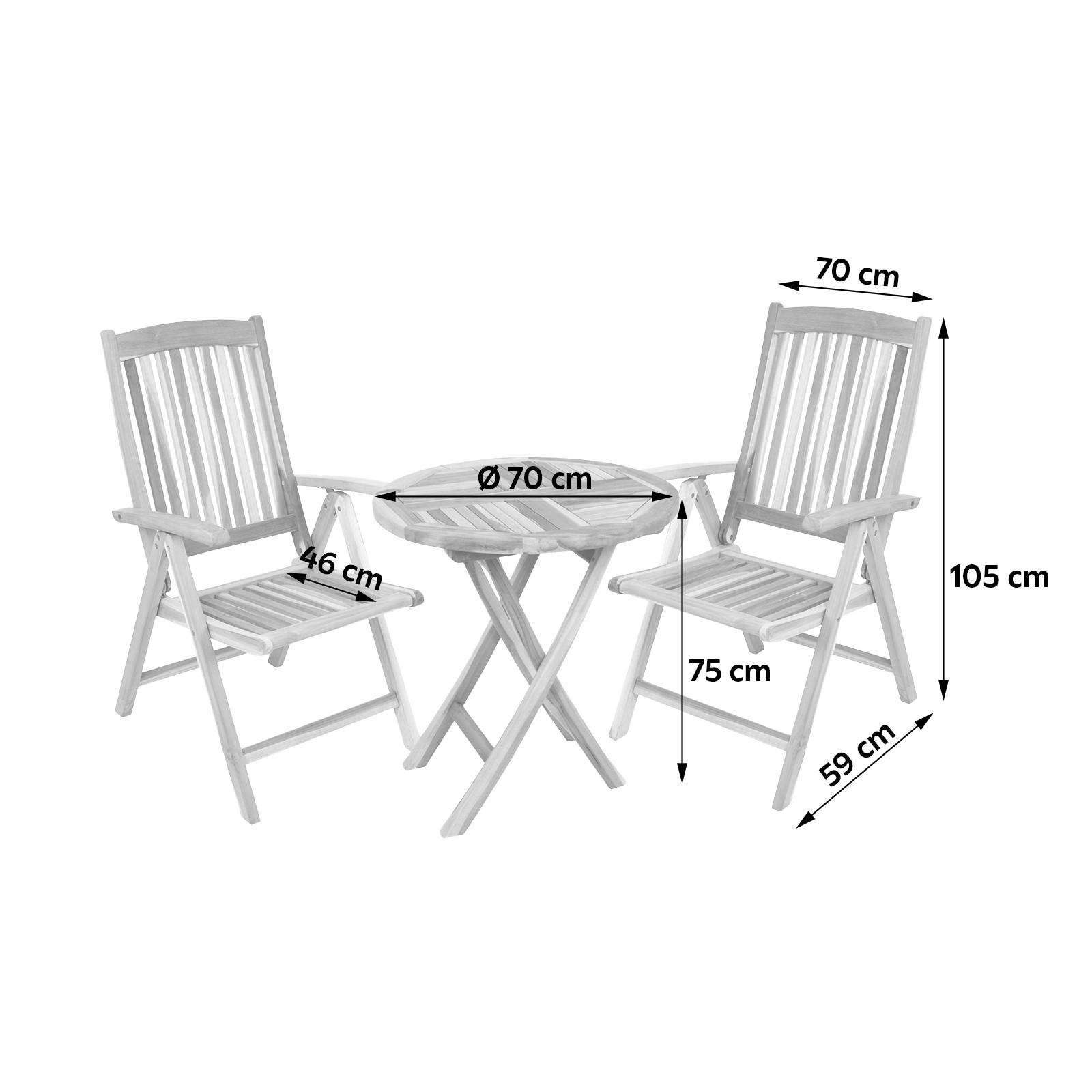 GARTENSET Teakholz Hartholz  - Teakfarben, Basics, Holz (70/105/59cm) - Gardenson
