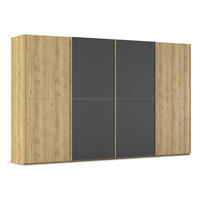 SCHWEBETÜRENSCHRANK 360/223/68 cm 4-türig Schwarz, Eichefarben  - Eichefarben/Schwarz, Design, Glas/Holz (360/223/68cm) - Novel