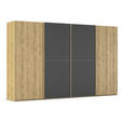 SCHWEBETÜRENSCHRANK 360/223/68 cm 4-türig Schwarz, Eichefarben  - Eichefarben/Schwarz, Design, Glas/Holz (360/223/68cm) - Novel
