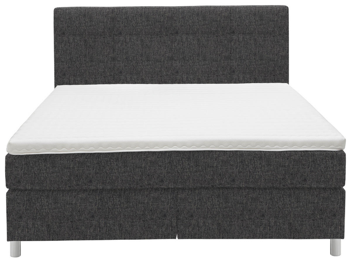 BOXSPRINGBETT 180/200 cm  in Dunkelgrau  - Chromfarben/Dunkelgrau, Konventionell, Kunststoff/Textil (180/200cm) - Voleo