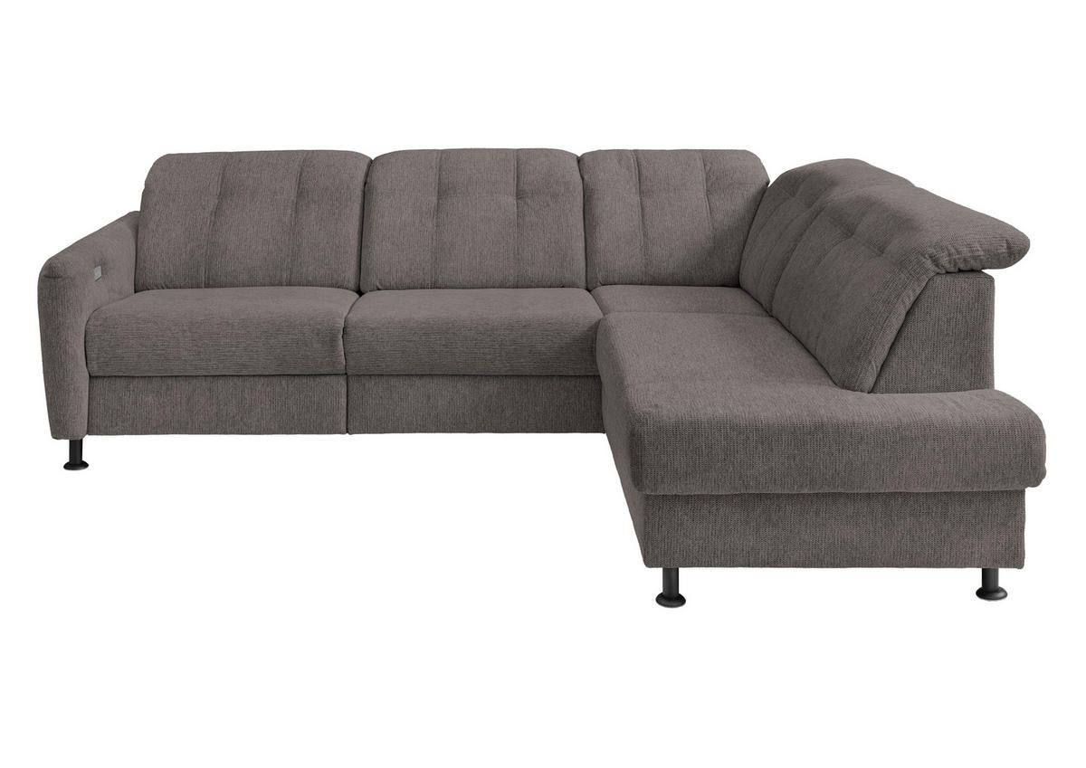 ECKSOFA in Chenille Graubraun  - Graubraun/Schwarz, Modern, Textil/Metall (270/198cm) - Livetastic