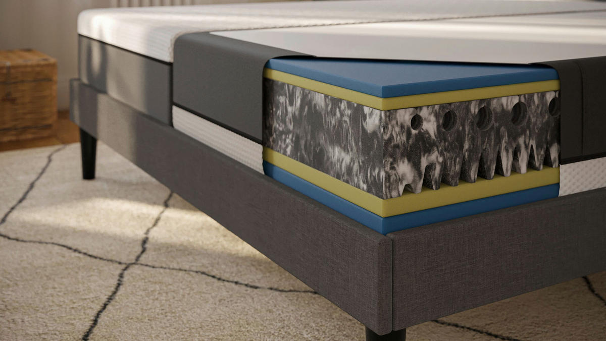 WENDEMATRATZE 100/200 cm, Höhe ca.: 25 cm, Wendematratze mit unterschiedlichen Härtegraden, H2 + H3 = mittel + fest, 5-Zonen - Weiß/Grau, Basics, Textil (100/200cm) - Emma