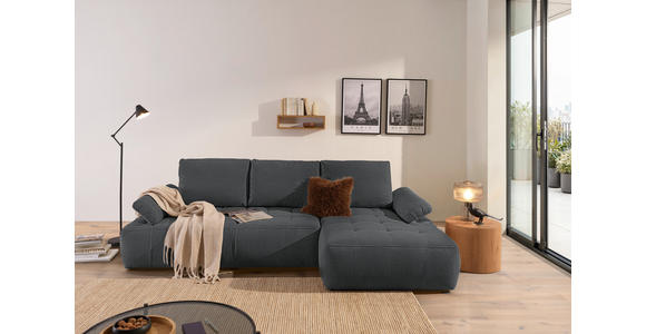 ECKSOFA  in Webstoff Dunkelgrau  - Dunkelgrau/Schwarz, KONVENTIONELL, Kunststoff/Textil (282/162cm) - Carryhome